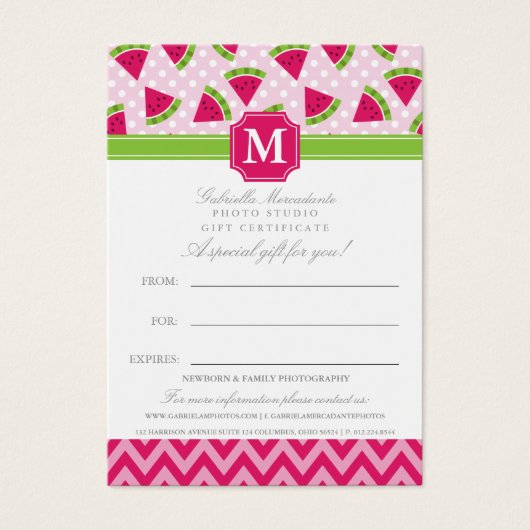 Cute Pink Watermelon Polka Dots Chevron Monogram (Front)