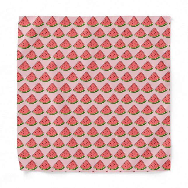 Cute Pink Watermelon Slice Pattern Bandana (Front)