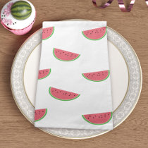Cute Pink Watermelon Slices White Cloth Napkins