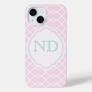 Cute Pink Wave / Trellis Pattern, Monogrammed