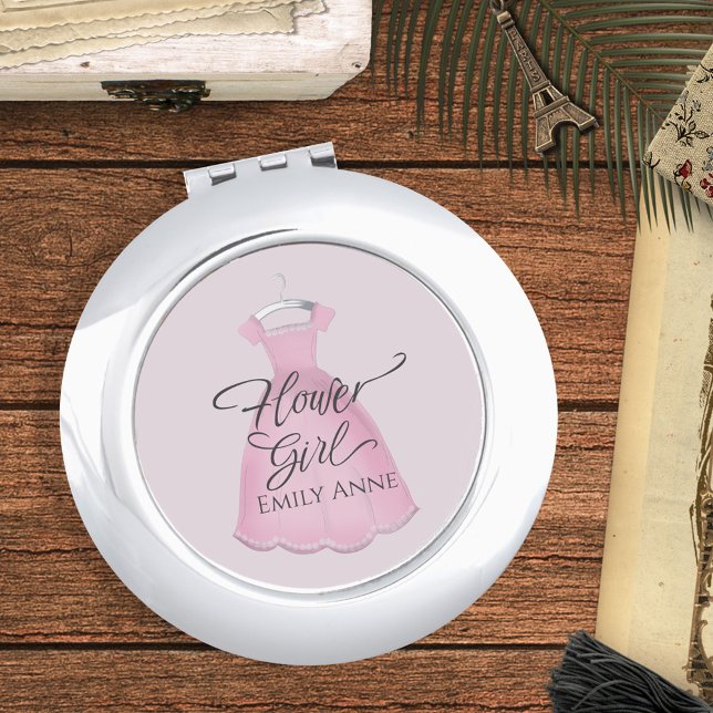 Cute Pink Wedding Flower Girl Custom Compact Mirror (Creator Uploaded)