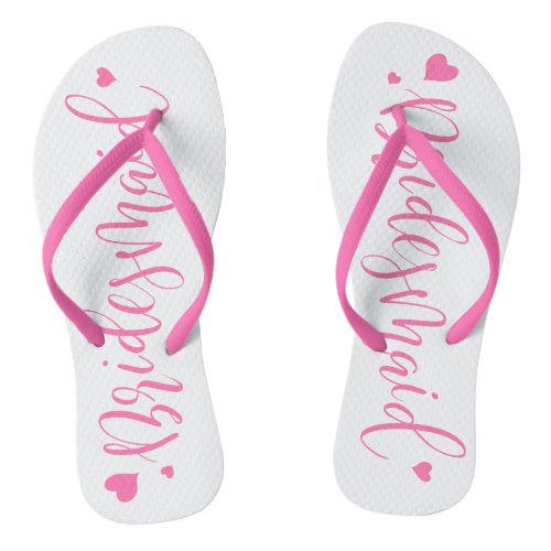 Cute pink wedding party bridesmaid flip flops