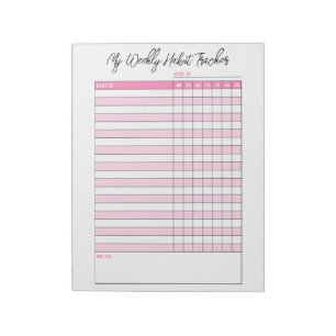 Cute Pink Weekly Habit Tracker Notepad