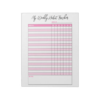 Cute Pink Weekly Habit Tracker Notepad
