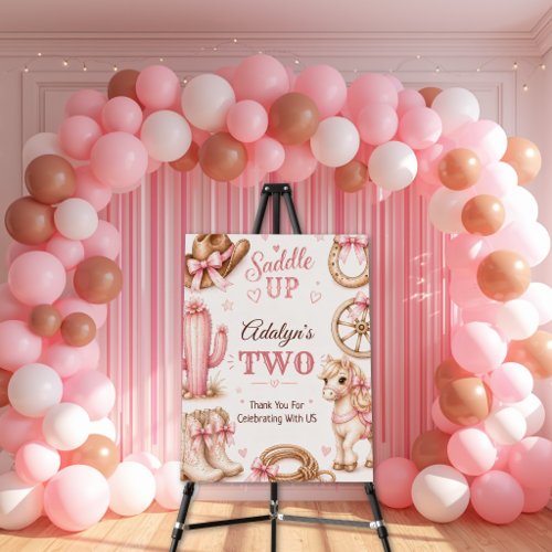 Cute Pink Western Cowgirl Horse Birthday Welcome Foam Board