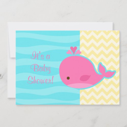 Cute Pink Whale Baby Shower Card