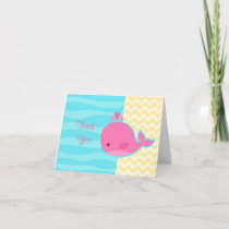 Cute Pink Whale Baby Shower Thank You