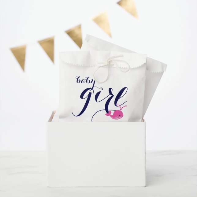 Cute pink whale ocean Thank You Baby Girl Shower Favor Bag (Party)