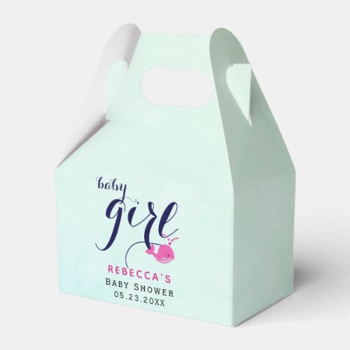 Cute pink whale ocean themed Baby Girl Shower  Favor Boxes