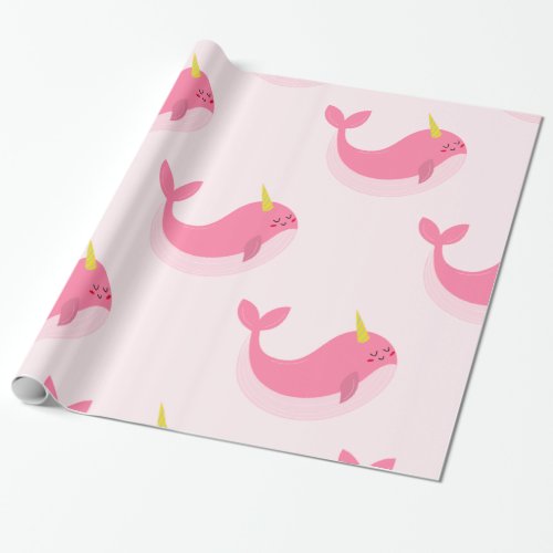 Cute Pink Whales Pattern Cod07 Wrapping Paper