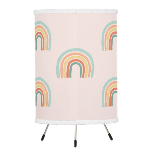 Cute Pink Whimsical Boho Rainbow Baby Girl Nursery Tripod Lamp (Back)