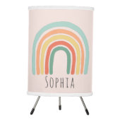 Cute Pink Whimsical Boho Rainbow Baby Girl Nursery Tripod Lamp (Front)