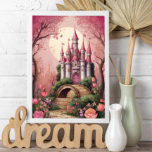 Cute Pink Whimsical Magical Fantasy Castle