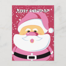 Cute pink whimsical Santa Claus Christmas holiday