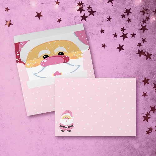 Cute pink whimsical Santa Claus Christmas holiday Envelope