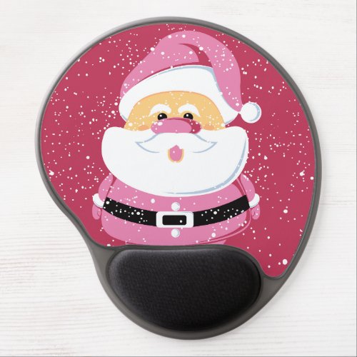Cute pink whimsical Santa Claus Christmas holiday Gel Mouse Pad