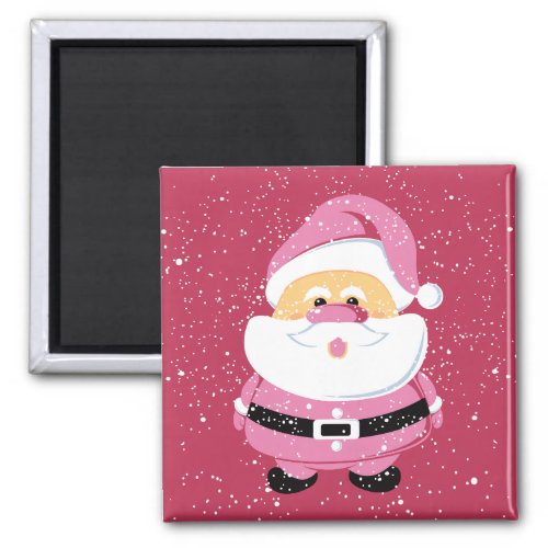 Cute pink whimsical Santa Claus Christmas holiday Magnet