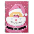 Cute pink whimsical Santa Claus Christmas holiday Notebook | Zazzle