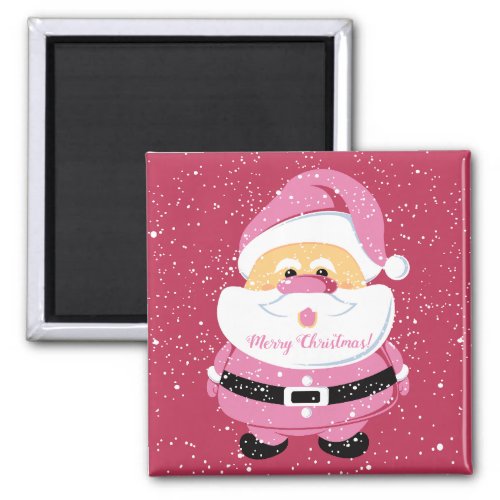 Cute pink whimsical Santa Claus Christmas magenta Magnet