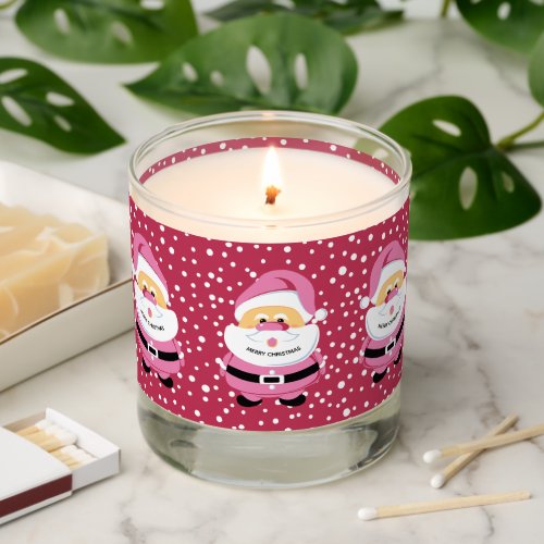 Cute pink whimsical Santa Claus Christmas Scented Candle