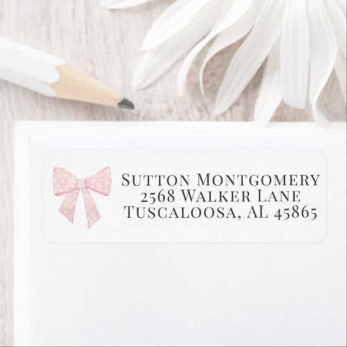 Cute Pink  White Bow Coquette Address Label