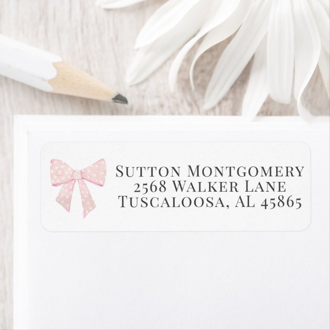 Cute Pink & White Bow Coquette Address Label (Insitu)