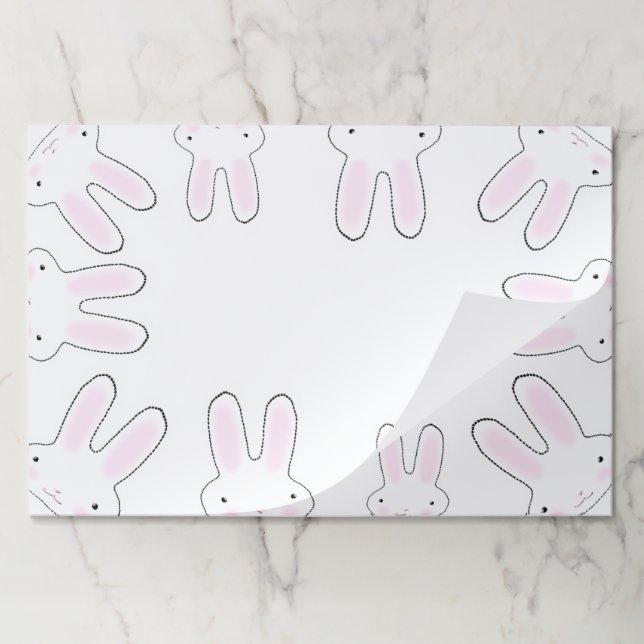 Cute pink white bunny bunnies fun placemats (Folded)