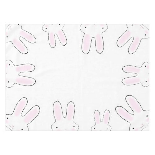 Cute pink white bunny bunnies modern fun tablecloth