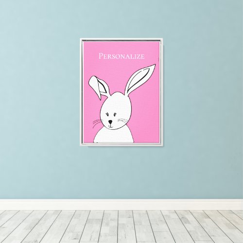 Cute Pink White Bunny  Canvas Print