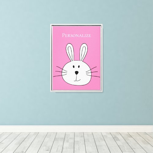 Cute Pink White Bunny Face Canvas Print