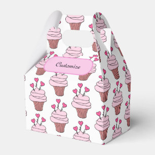 Cute Pink & White Cupcakes Gable 2 Favor Boxes