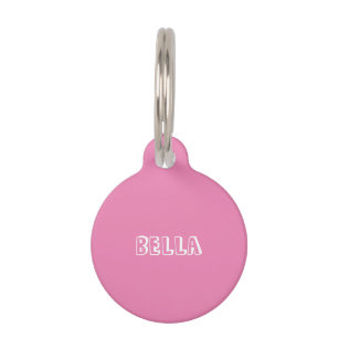 Cute pink white dog Name Info Pet ID Tag