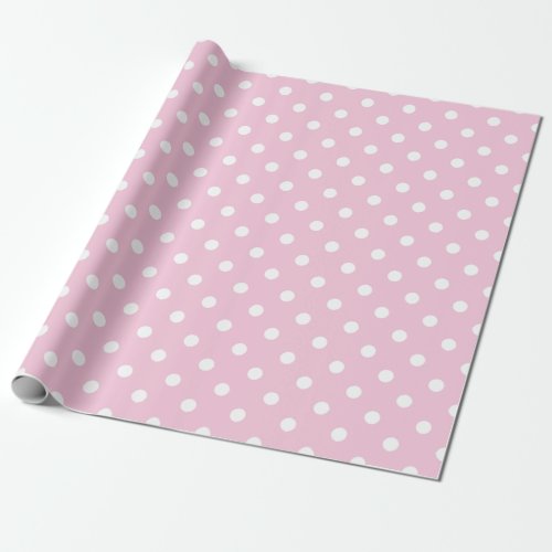 Cute Pink White Dots Baby Girl Wrapping Paper 1