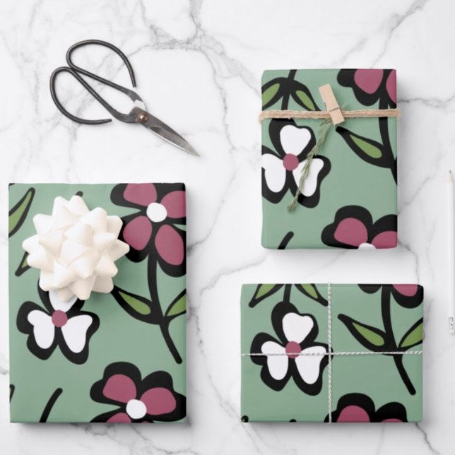 cute Pink white flowers pattern Wrapping Paper Sheets (Creator Uploaded)