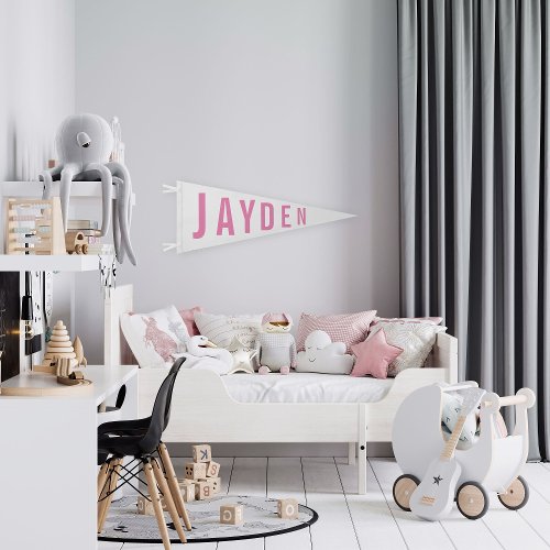 Cute Pink White Girl Name Kids Bedroom Wall Pennant Flag