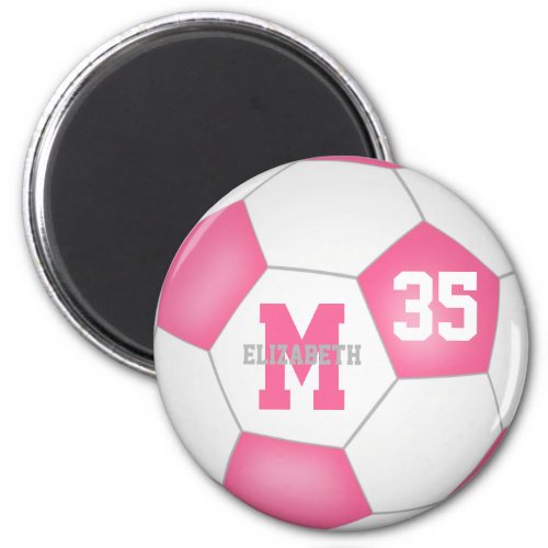cute pink white girls custom soccer  magnet