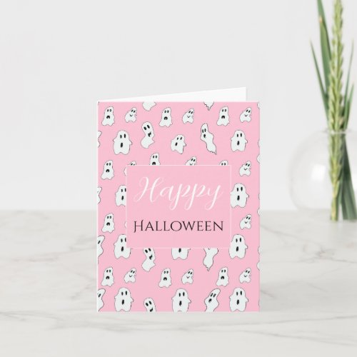 Cute Pink White Happy Ghosts Invitation