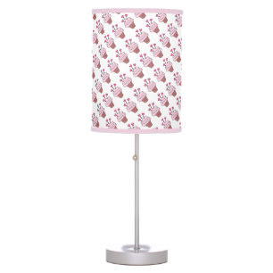 Cute Pink & White Heart Cupcakes Table Lamp