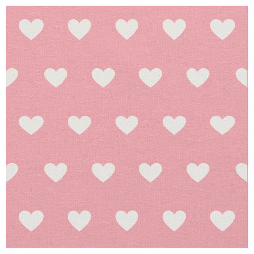 Cute Pink White Hearts Dot Pattern  Fabric