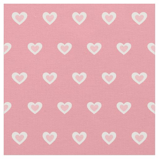 Cute Pink White Hearts Dot Pattern  Fabric