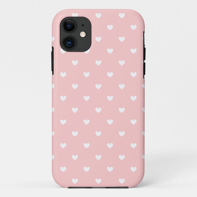 Cute Pink & White Hearts Patterned iPhone 5 Case (Back)