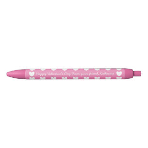 Cute pink white hearts Valentine's Day classroom Pen