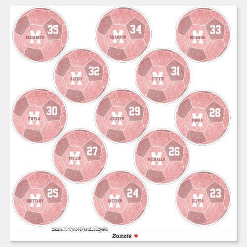 cute pink white individual soccer players sticker