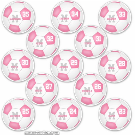 cute pink white individual soccer players sticker