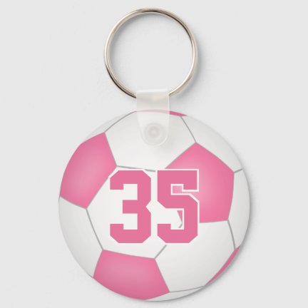 cute pink white personalized soccer keychain