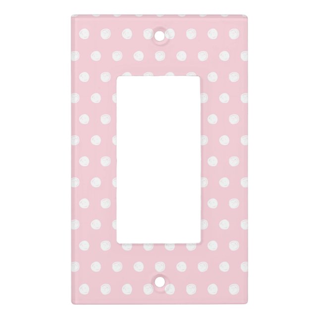 Cute Pink & White Polka Dot Baby Nursery Light Switch Cover (Front)