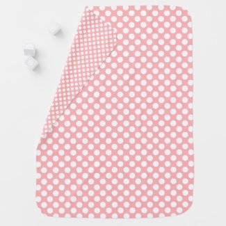 Cute Pink & White Polkadots Baby Blanket