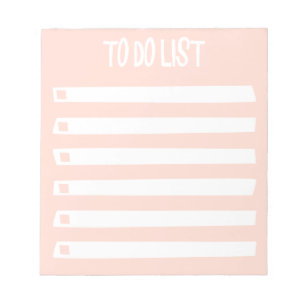 Cute Pink White Simple Girly To Do List Notepad