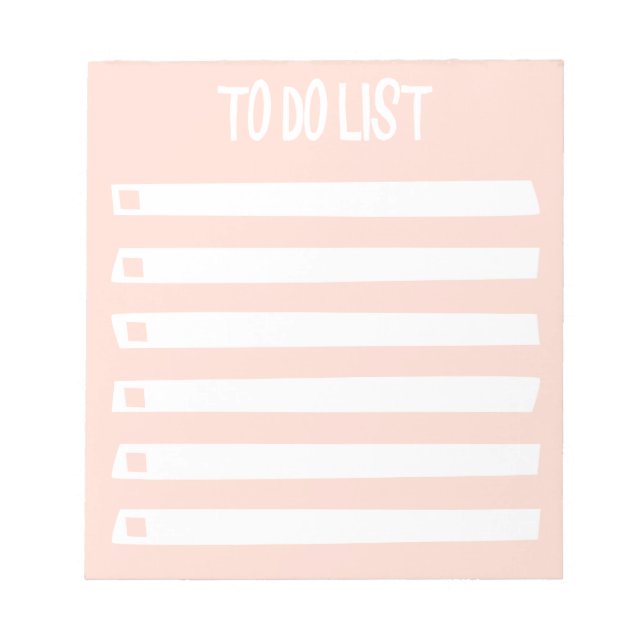 Cute Pink White Simple Girly To Do List Notepad (Front)