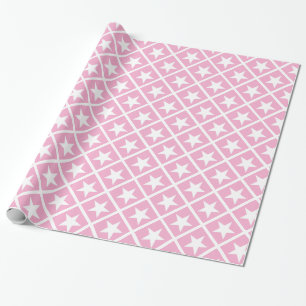 Cute Pink White Stars Gift Elegant Modern Pattern Wrapping Paper